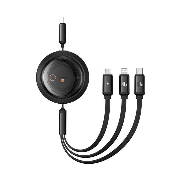 Kabel USB-C 3w1 Baseus Free2Draw USB-C/Lightning/Micro 100W, 1,1m (czarny)