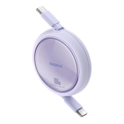 Kabel wysuwany Baseus Free2Draw Mini USB-C - USB-C 100W 1m - fioletowy