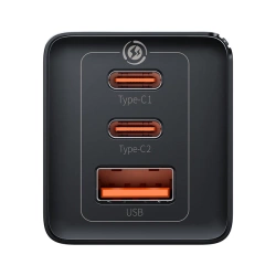 Szybka ładowarka sieciowa GaN 2xUSB C 1xUSB 65W Baseus GaN5 Pro + kabel USB C - USB C 100W - czarna