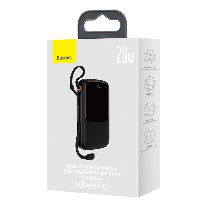 [PO ZWROCIE] Powerbank 10000mAh 20W Baseus Qpow Pro Overseas Edition + kabel USB C 3A - czarny