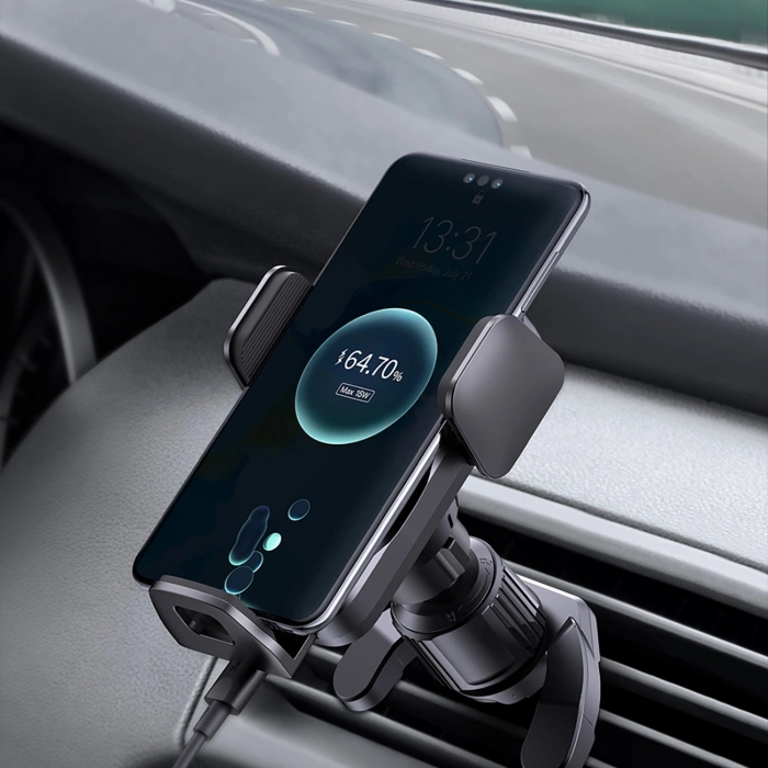 Baseus Wisdom ładowarka indukcyjna uchwyt samochodowy do telefonu na kartkę czarny (CGZX000001)