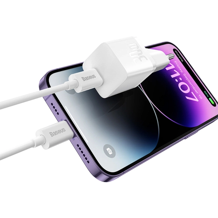 Miniładowarka sieciowa Baseus GaN5 30W USB-C - biała