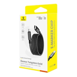 Kabel Baseus Tungsten Gold magnetyczny USB-C / USB-C 100W 1m - czarny
