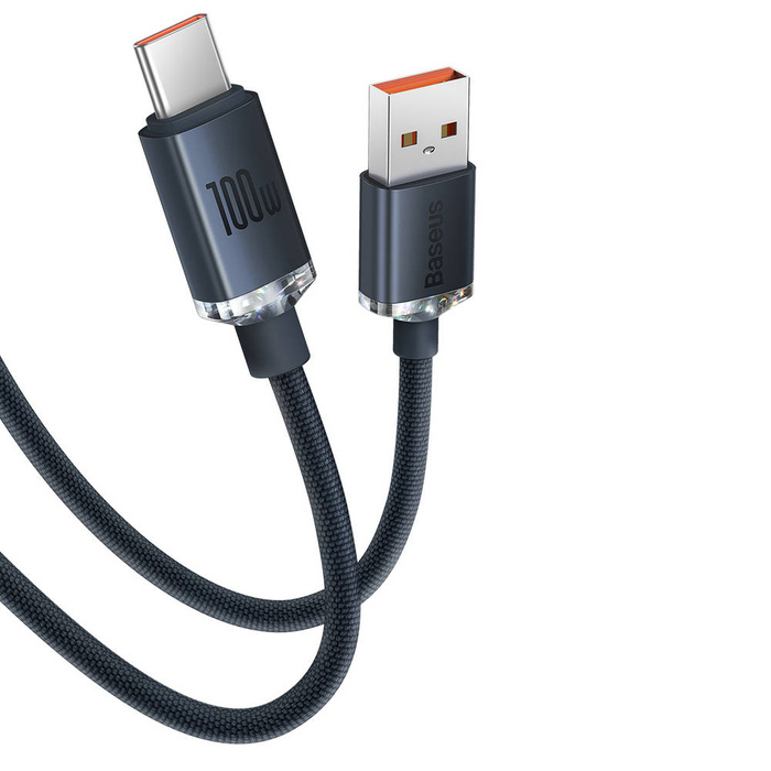 Baseus Crystal Shine Series kabel przewód USB do szybkiego ładowania i transferu danych USB Typ A - USB Typ C 100W 2m fioletowy (CAJY000505)