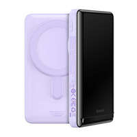 Baseus Magnetic Bracket Wireless Fast Charge Power Bank 10000mAh 20W Purple(With Xiaobai series fast charging Cable Type-C to Type-C 60W(20V/3A) 50cm White)