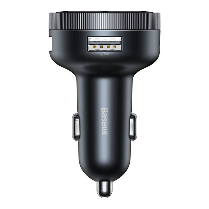 Baseus Enjoy transmiter FM ładowarka samochodowa LED 2x USB / 3,5mm jack bezprzewodowy odtwarzacz MP3 Bluetooth 5.0 3.4A czarny (CCLH-01)