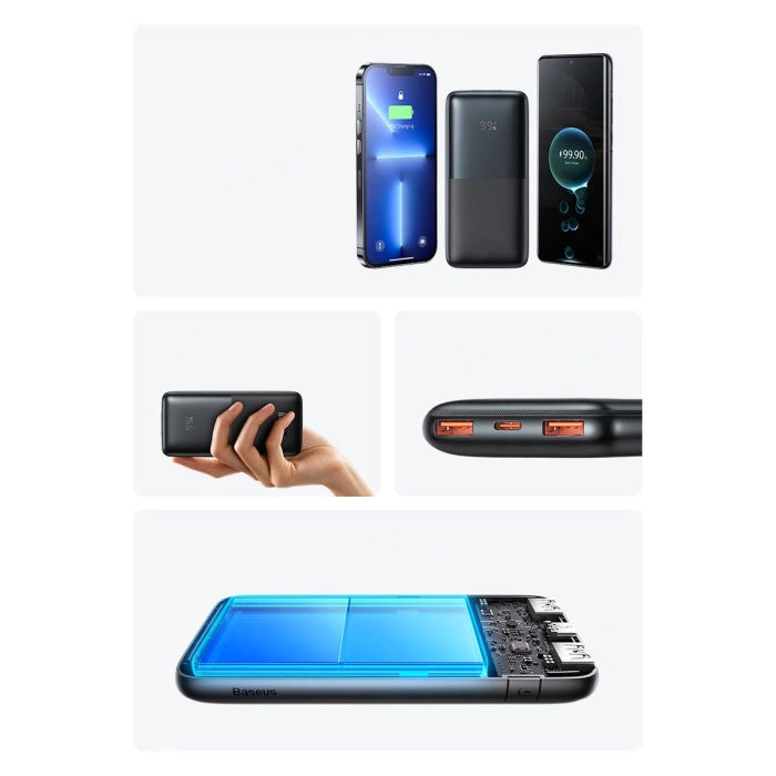 Powerbank Baseus Bipow Pro 10000mAh 20W czarny z kablem USB-A - USB-C 0.3m