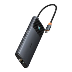 HUB 10w1 Baseus Metal Gleam Series USB-C do USB-C PD / USB-C / 3x USB-A / 2x HDMI / RJ-45 / SD / TF - czarny