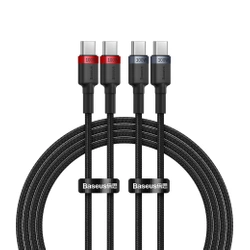 Kabel Baseus Cafule USB-C / USB-C 100W 1 m - czerwono-czarny i czarno-szary (2 szt.)