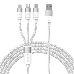 Kabel USB 3w1 Baseus StarSpeed, USB-C + micro USB + Lightning, 3,5A, 1.2m (biały)