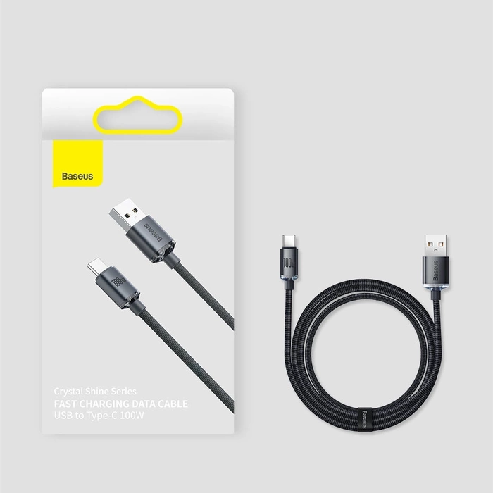 Baseus Crystal Shine Series kabel przewód USB do szybkiego ładowania i transferu danych USB Typ A - USB Typ C 100W 2m czarny (CAJY000501)