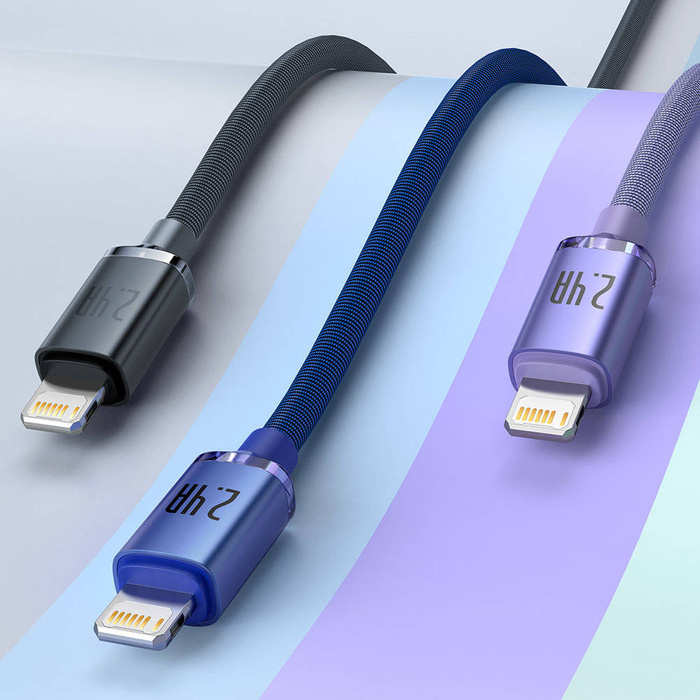 Baseus Crystal Shine Series kabel przewód USB Typ A - Lightning 2,4A 1,2m fioletowy