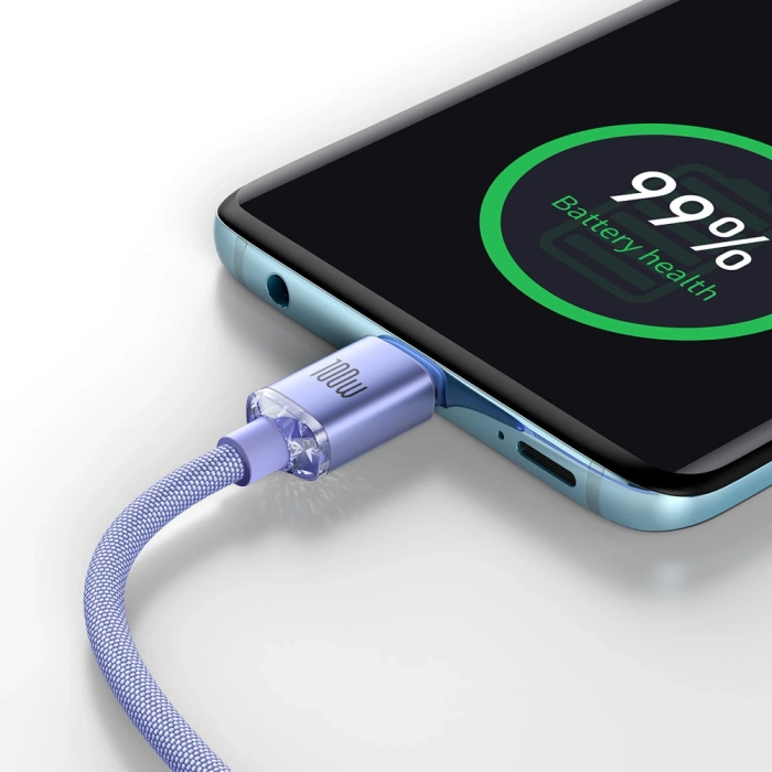 Kabel Baseus CAJY000705 USB-C - USB-C PD QC 100W 5A 480Mb/s 2m - fioletowy