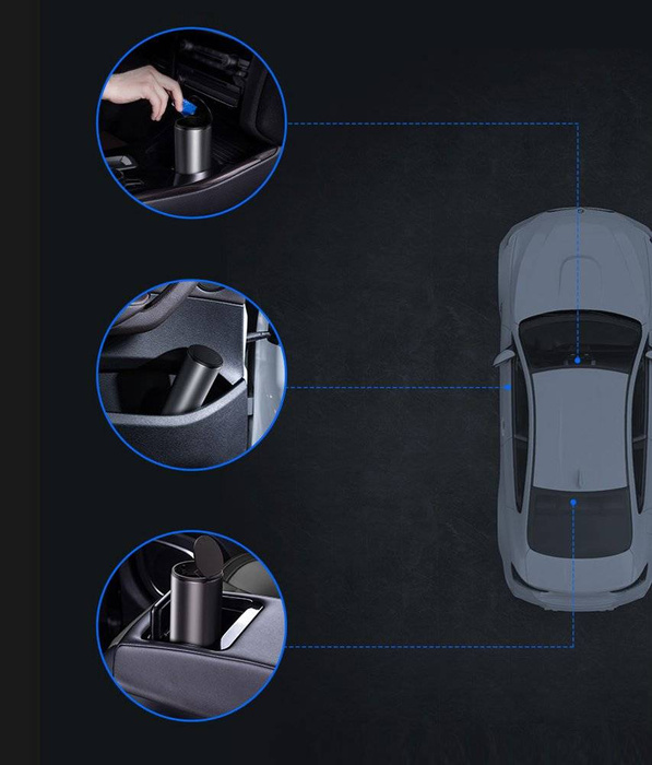 Baseus samochodowy mini kosz na śmieci z pokrywką do auta czarny (CRLJT-01)