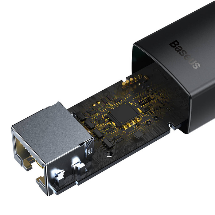Baseus Lite Series zewnętrzna karta sieciowa USB Typ C - RJ-45 1Gbps (1000Mbps) czarny (WKQX000301)