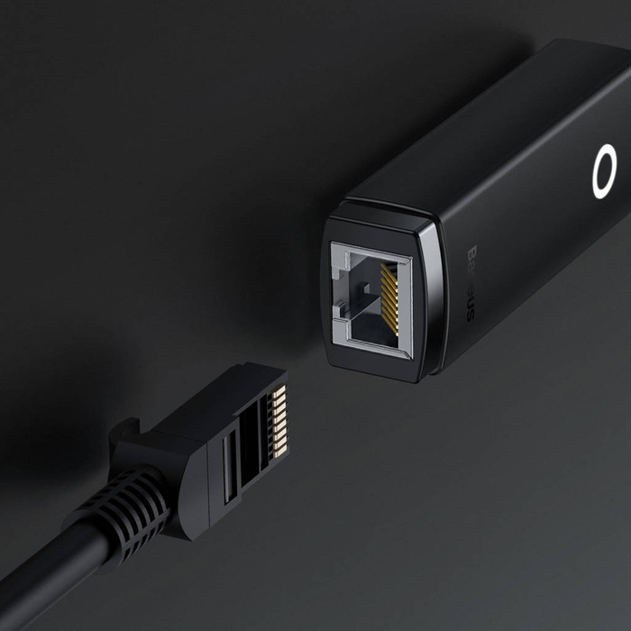 Baseus Lite Series zewnętrzna karta sieciowa USB Typ C - RJ-45 1Gbps (1000Mbps) czarny (WKQX000301)