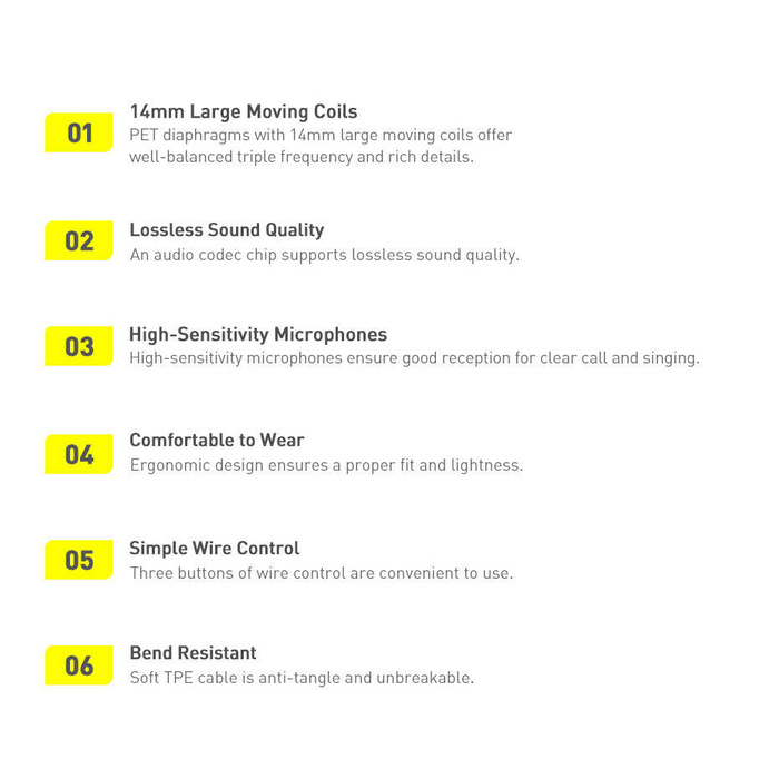 Baseus Encok C17 douszne słuchawki na kablu z mikrofonem USB Typ C białe (NGCR010002)