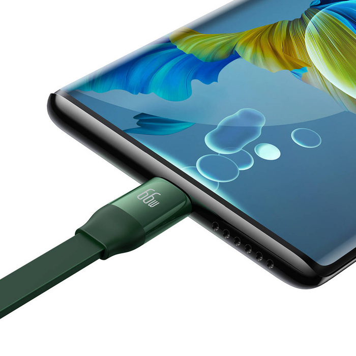 Baseus Bright Mirror 2 zwijany kabel przewód 3w1 USB Typ A - micro USB + Lightning + USB Typ C 66W 1.1m zielony (CAMJ010106)