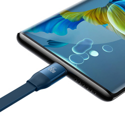 Baseus Bright Mirror 2 zwijany kabel przewód 3w1 USB Typ A - micro USB + Lightning + USB Typ C 66W 1.1m niebieski (CAMJ010103)