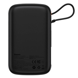 Baseus Qpow Digital Display powerbank z szybkim ładowaniem 10000mAh 22,5W QC/PD/SCP/FCP z wbudowanym kablem USB-C czarny