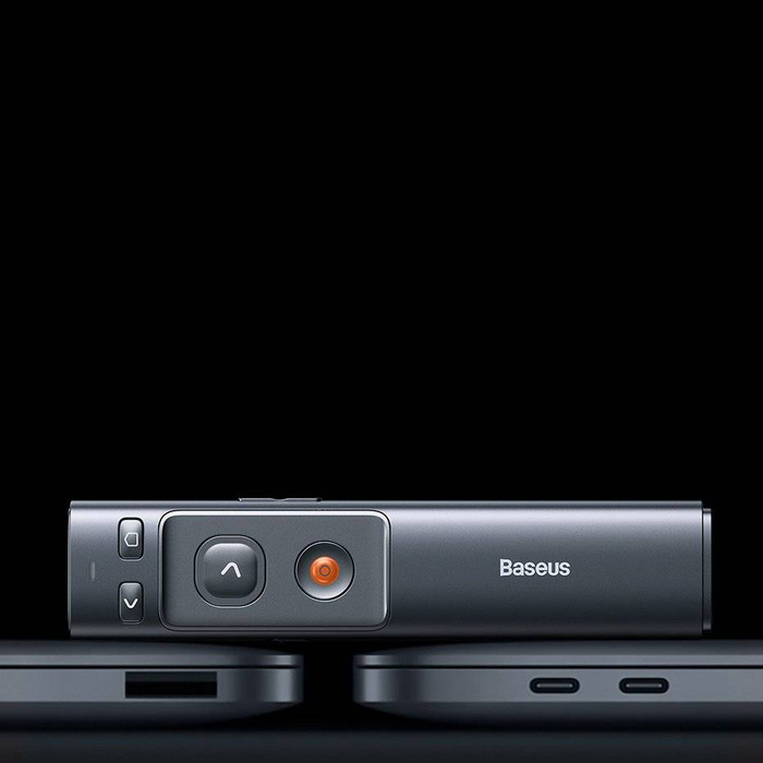 Baseus Orange Dot wskaźnik laserowy pilot do prezentacji PC z wbudowanym akumulatorem szary (WKCD000013)