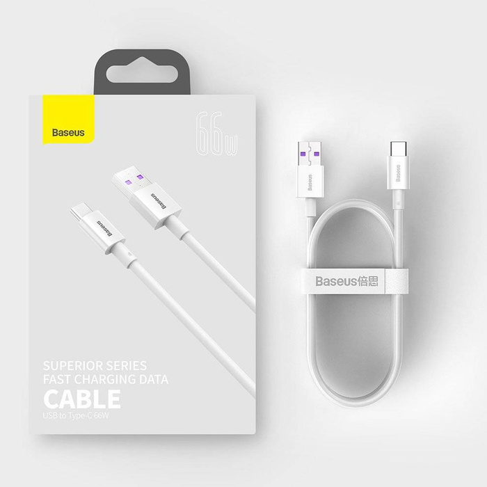 [PO ZWROCIE] Baseus Superior kabel USB - USB Typ C 66 W 6A 1 m Biały (CATYS-02)