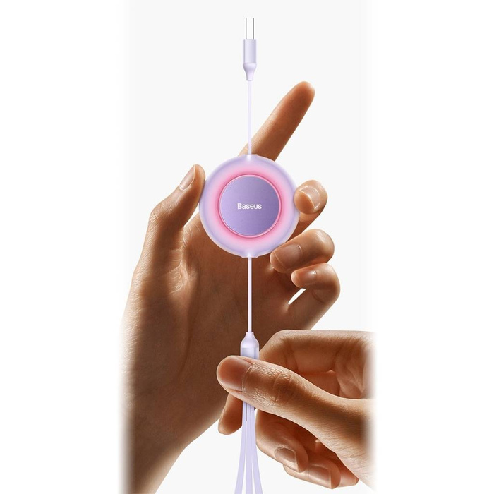Baseus Bright Mirror 2 zwijany kabel przewód 3w1 USB Typ A - micro USB + Lightning + USB Typ C 66W 1.1m zielony (CAMJ010106)