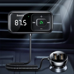 [PO ZWROCIE] Transmiter FM bezprzewodowy Bluetooth z ładowarką Baseus S-16 (Overseas edition) – czarny