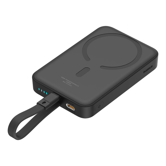 Powerbank Baseus Magnetic Mini MagSafe 10000mAh 20W z wbudowanym kablem Lightning 0.3m Czarny