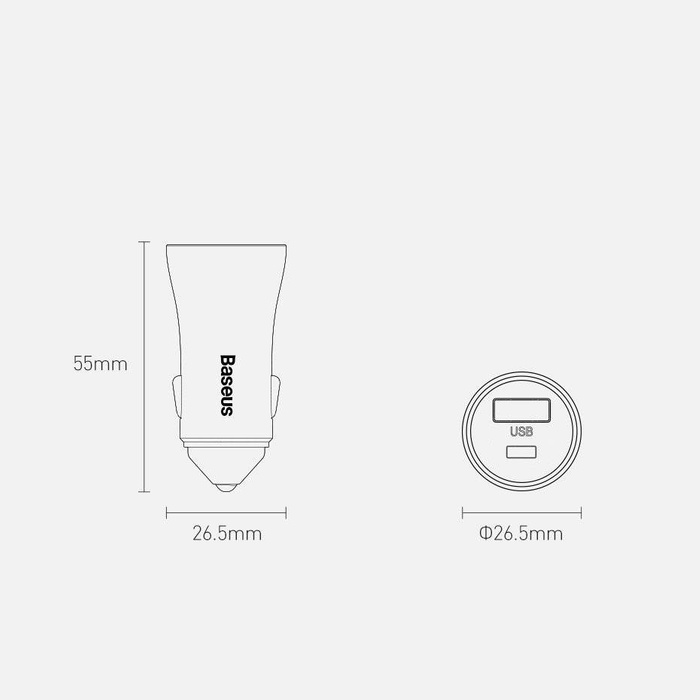 Baseus Golden Contactor Pro szybka ładowarka samochodowa USB Typ C / USB 40 W Power Delivery 3.0 Quick Charge 4+ SCP FCP AFC + kabel USB Typ C - Lightning niebieski (TZCCJD-03)