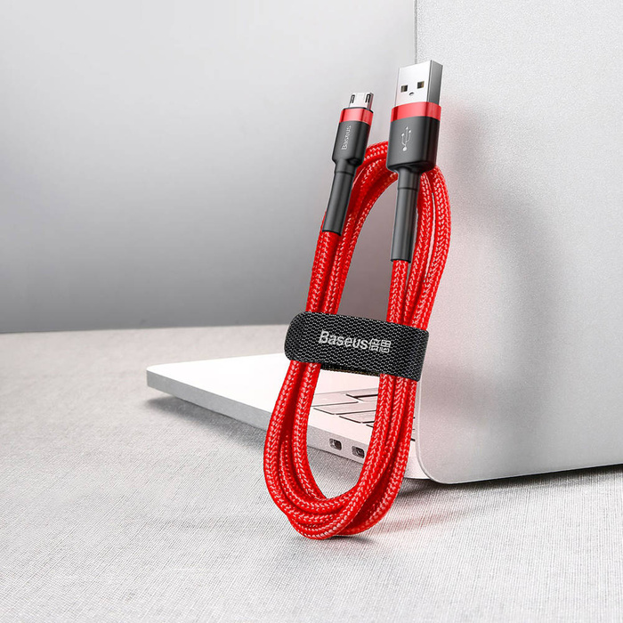 Baseus Cafule Cable wytrzymały nylonowy kabel przewód USB / micro USB QC3.0 2.4A 1M czerwony (CAMKLF-B09)