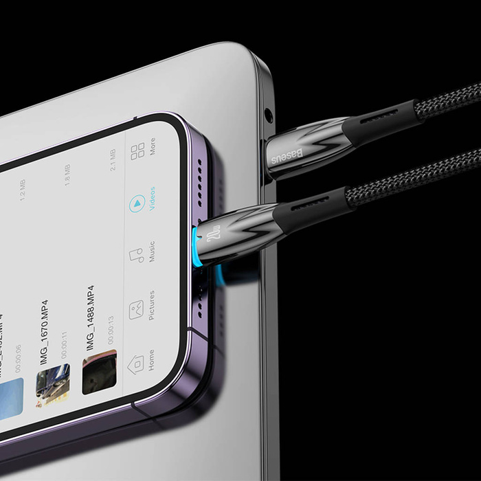 Baseus Glimmer Series kabel z szybkim ładowaniem USB-C 480Mb/s PD 100W 2m czarny
