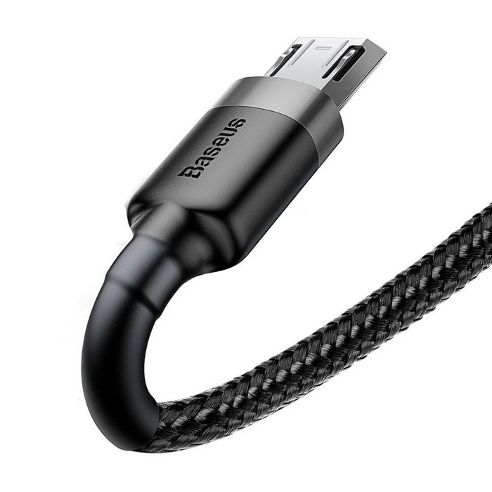 Baseus Cafule Cable wytrzymały nylonowy kabel przewód USB / micro USB QC3.0 2.4A 1M czarno-szary (CAMKLF-BG1)