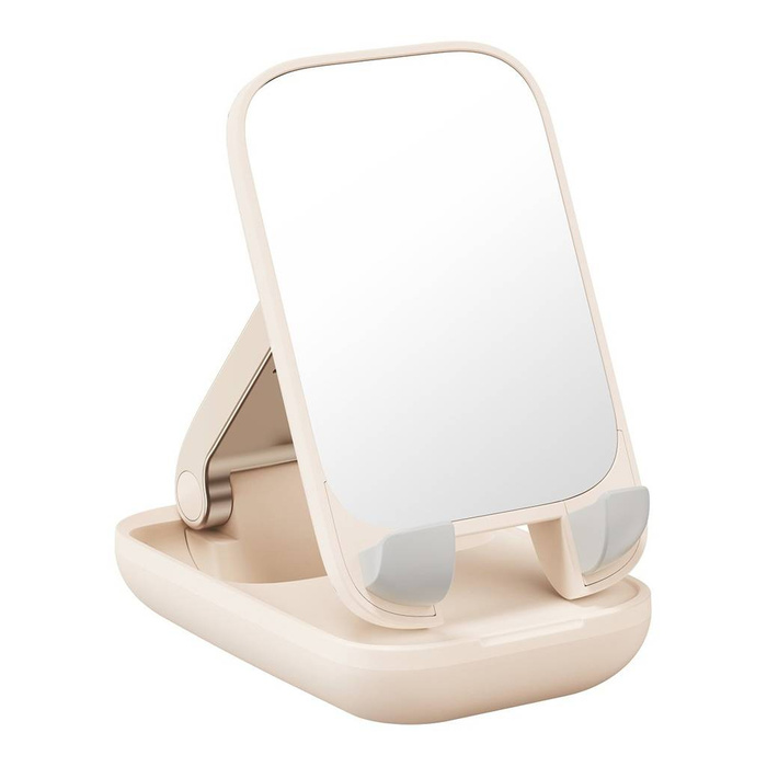 Regulowany stojak na telefon z lusterkiem Baseus Seashell Series - różowy