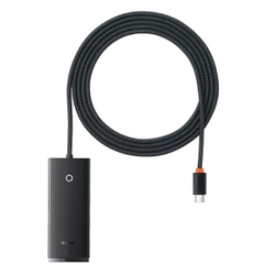 [PO ZWROCIE] Baseus Lite Series przejściówka HUB USB Typ C - 4x USB 3.0 2m czarny (WKQX030501)
