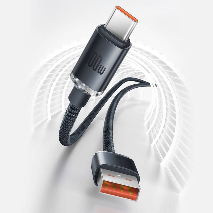 Baseus Crystal Shine Series kabel przewód USB do szybkiego ładowania i transferu danych USB Typ A - USB Typ C 100W 2m fioletowy (CAJY000505)