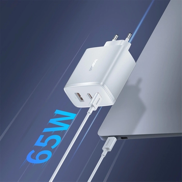 Ładowarka sieciowa Baseus OS-Cube Pro 2 x USB-C + USB, 65W (biała)
