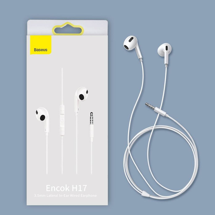 Baseus Encok H17 słuchawki przewodowe minijack 3.5mm biały (NGCR020002)