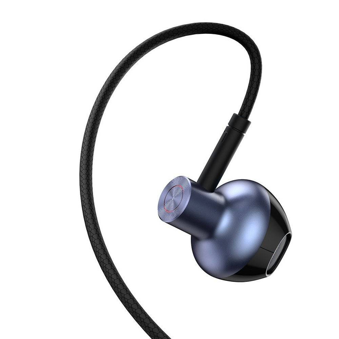 Baseus Encok H19 przewodowe douszne słuchawki 3,5 mm mini jack z pilotem i mikrofonem niebieski (NGH19-01)