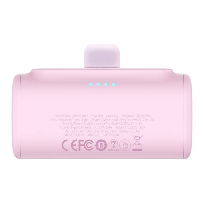 Powerbank Baseus Compact USB-C 5000mAh, 20W (różowy)