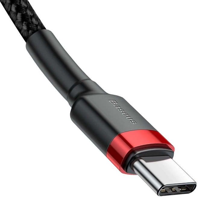 Kabel Baseus CATKLF-H91 USB-C - USB-C PD QC 60W 3A 480Mb/s 2m - czarno-czerwony