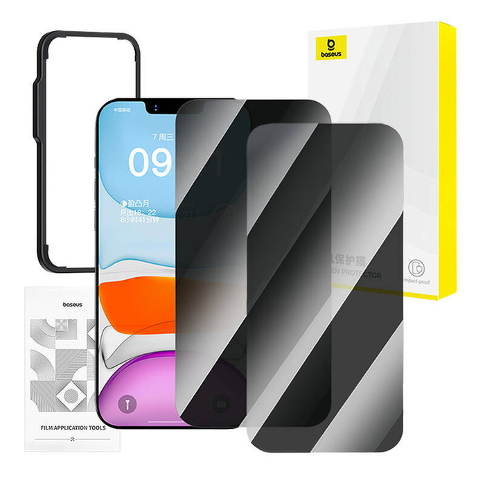Prywatyzujące szkło hartowane iPhone 11 Pro Max/XS Max Baseus Superior HD + 2x zestaw czyszczący i EasyStick