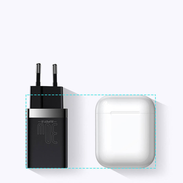 [PO ZWROCIE] Baseus Super Si Pro szybka ładowarka USB / USB Typ C 30W Power Delivery Quick Charge czarny (CCSUPP-E01)
