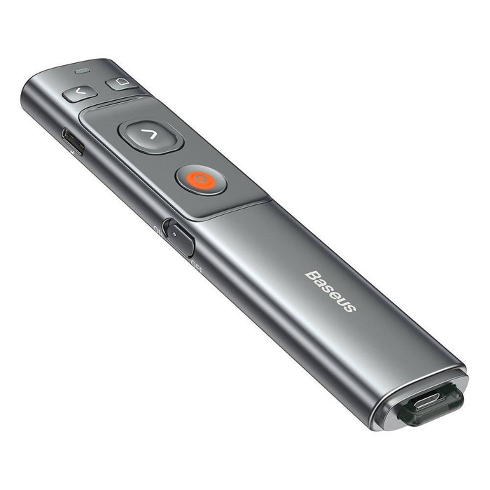 Baseus Orange Dot wskaźnik laserowy pilot do prezentacji PC z wbudowanym akumulatorem szary (WKCD000013)