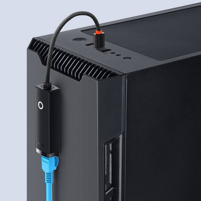 Baseus Lite Series zewnętrzna karta sieciowa USB Typ C - RJ-45 1Gbps (1000Mbps) czarny (WKQX000301)
