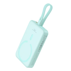 Powerbank Baseus Magnetic Mini MagSafe 10000mAh 20W z wbudowanym kablem Lightning - niebieski + kabel Baseus Simple Series USB-C - USB-C 60W 0.3m