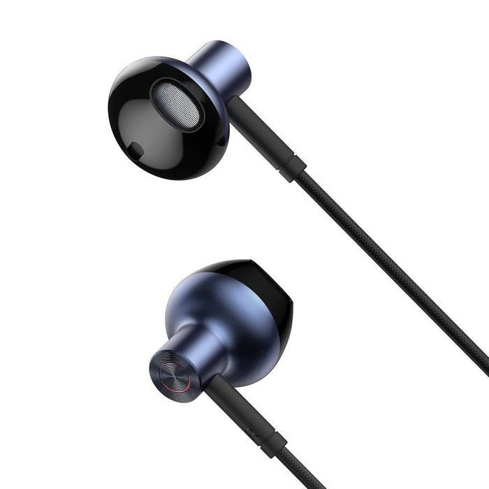 Baseus Encok H19 przewodowe douszne słuchawki 3,5 mm mini jack z pilotem i mikrofonem niebieski (NGH19-01)