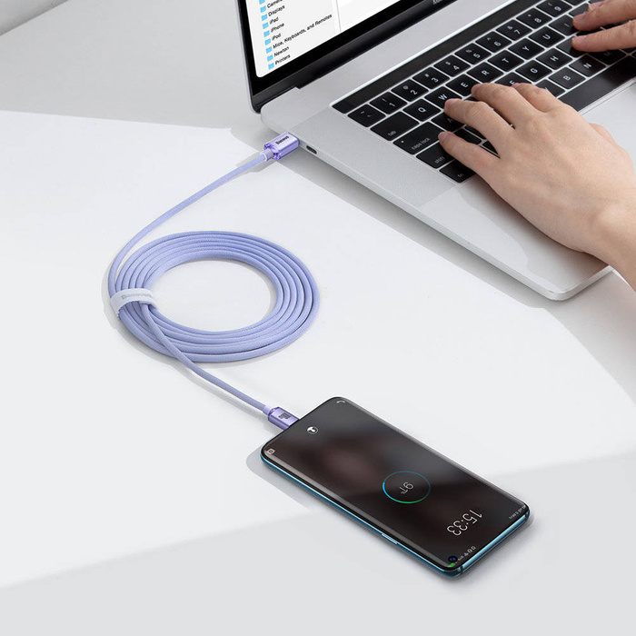 Baseus Crystal Shine Series kabel przewód USB do szybkiego ładowania i transferu danych USB Typ C - USB Typ C 100W 2m fioletowy (CAJY000705)