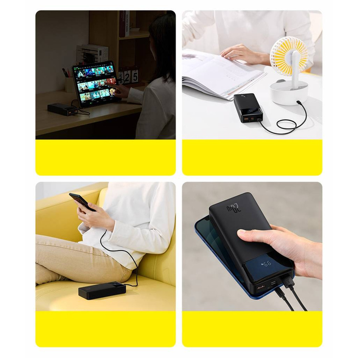Baseus Bipow powerbank z szybkim ładowaniem 30000mAh 20W biały (Overseas Edition) + kabel USB-A - Micro USB 0.25m biały (PPBD050402)