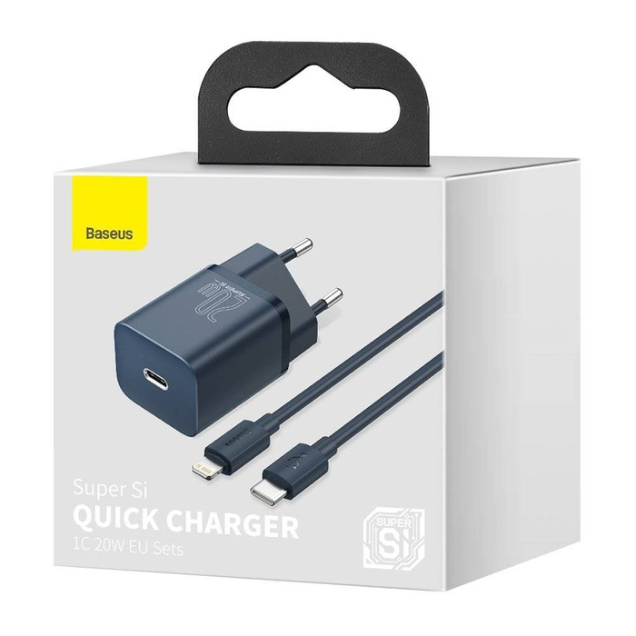 [PO ZWROCIE] Baseus Super Si 1C szybka ładowarka USB Typ C 20W Power Delivery + kabel USB Typ C - Lightning 1m niebieski (TZCCSUP-B03)
